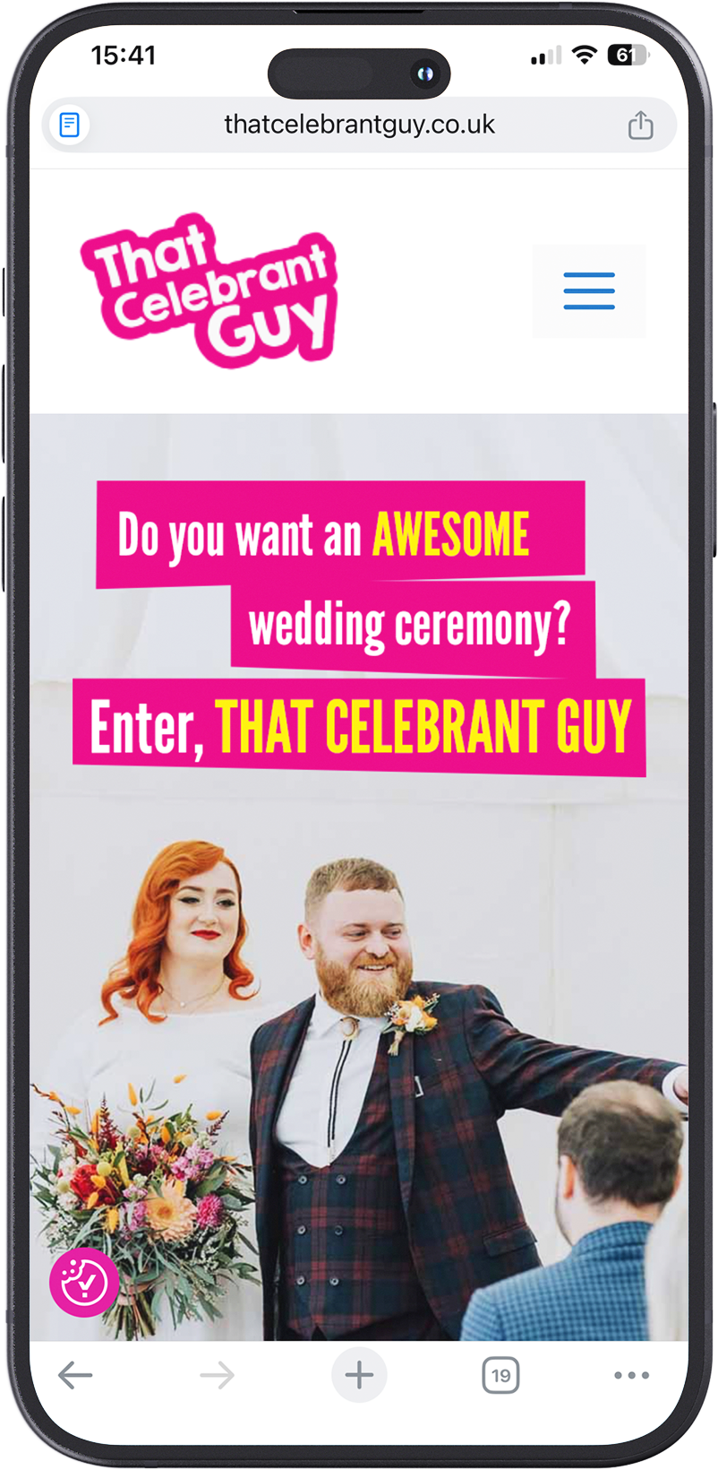 Smart Phone website design for that celebrant guy